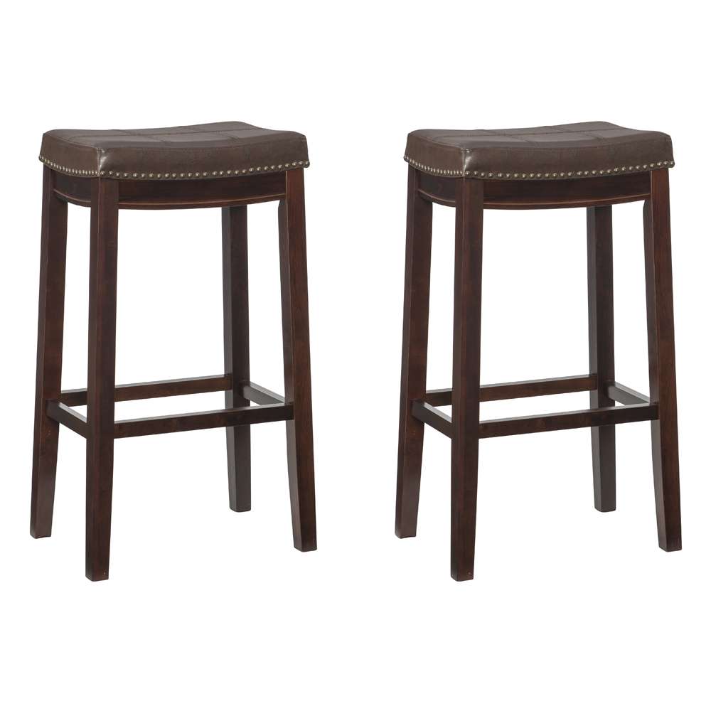 Linon Home Decor - Claridge Brown Bar Stool (Set of 2) - BS280BRNPU-02PK-KD veiw 1