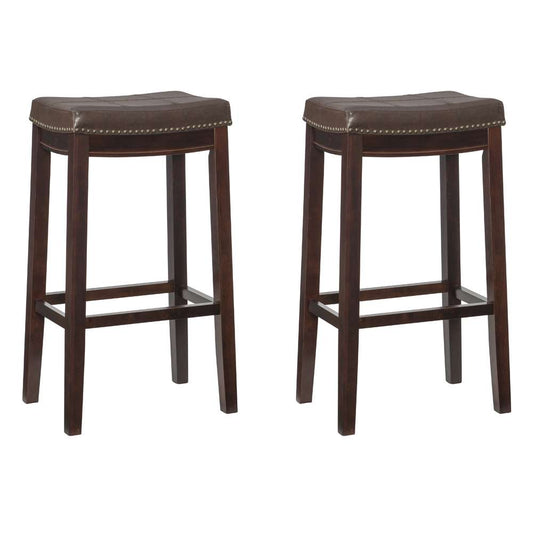 Linon Home Decor - Claridge Brown Bar Stool (Set of 2) - BS280BRNPU-02PK-KD veiw 1