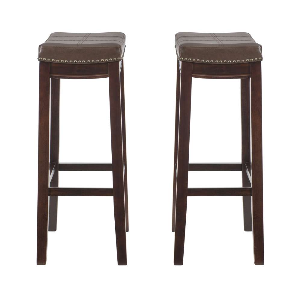 Linon Home Decor - Claridge Brown Bar Stool (Set of 2) - BS280BRNPU-02PK-KD veiw 2