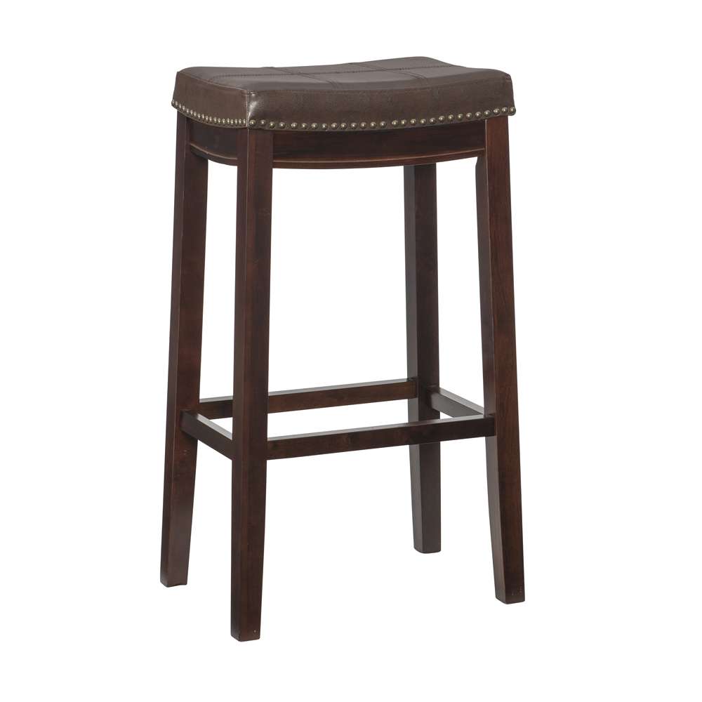 Linon Home Decor - Claridge Brown Bar Stool  - 55816BRNPU-01-KD-U veiw 1