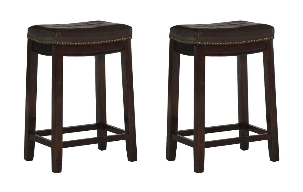 Linon Home Decor - Claridge Brown Counter Stool (Set of 2) - CS286BRNPU-02PK-KD veiw 1