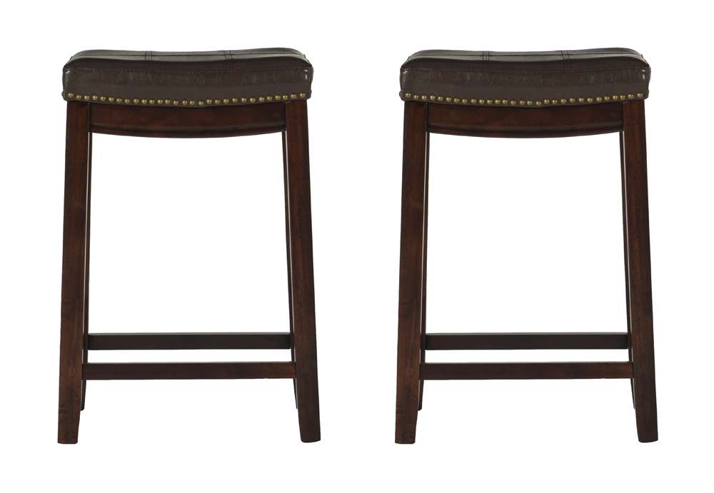 Linon Home Decor - Claridge Brown Counter Stool (Set of 2) - CS286BRNPU-02PK-KD veiw 2