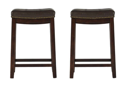Linon Home Decor - Claridge Brown Counter Stool (Set of 2) - CS286BRNPU-02PK-KD veiw 2