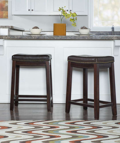 Linon Home Decor - Claridge Brown Counter Stool (Set of 2) - CS286BRNPU-02PK-KD veiw 4