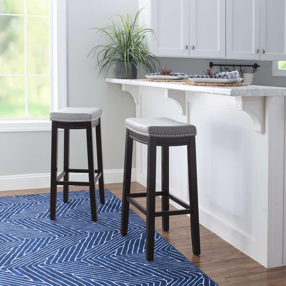Linon Home Decor - Claridge Gray Bar Stool - BS219GRY01U veiw 5