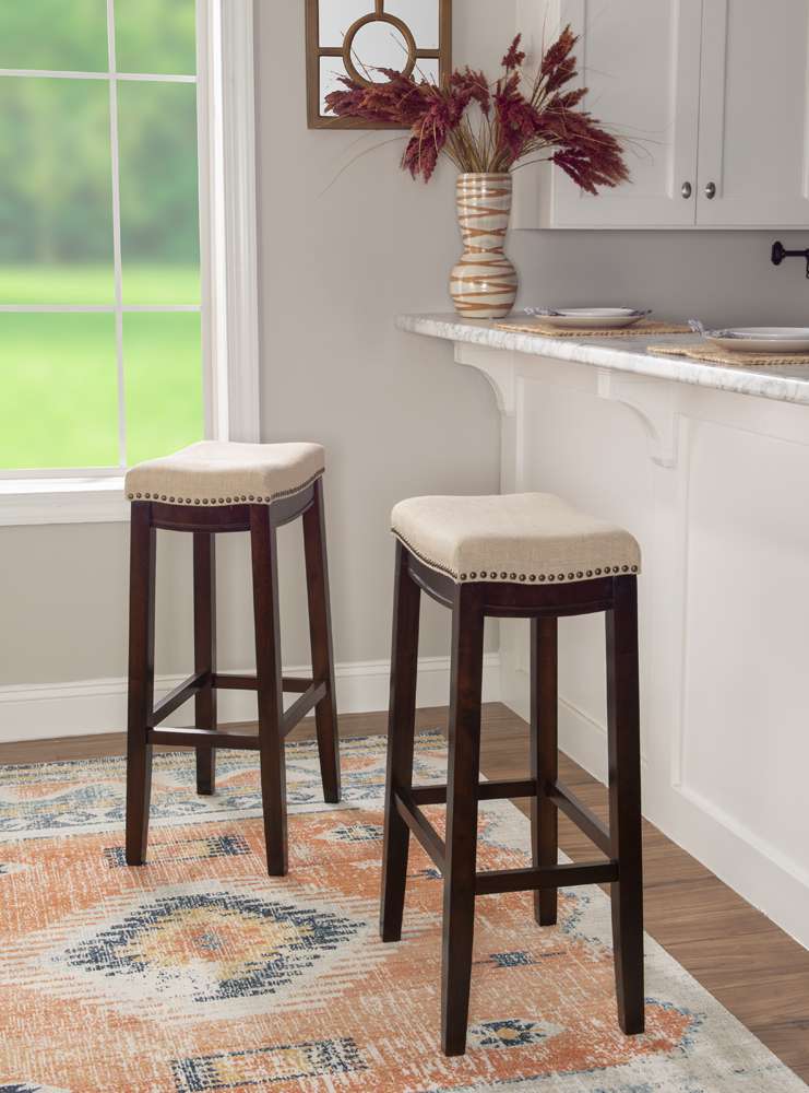 Linon Home Decor - Claridge Linen Bar Stool - 98326WAL-01-KD veiw 5