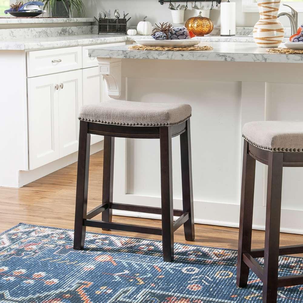 Linon Home Decor - Claridge Linen Counter Stool - 98325WAL-01-KD veiw 6