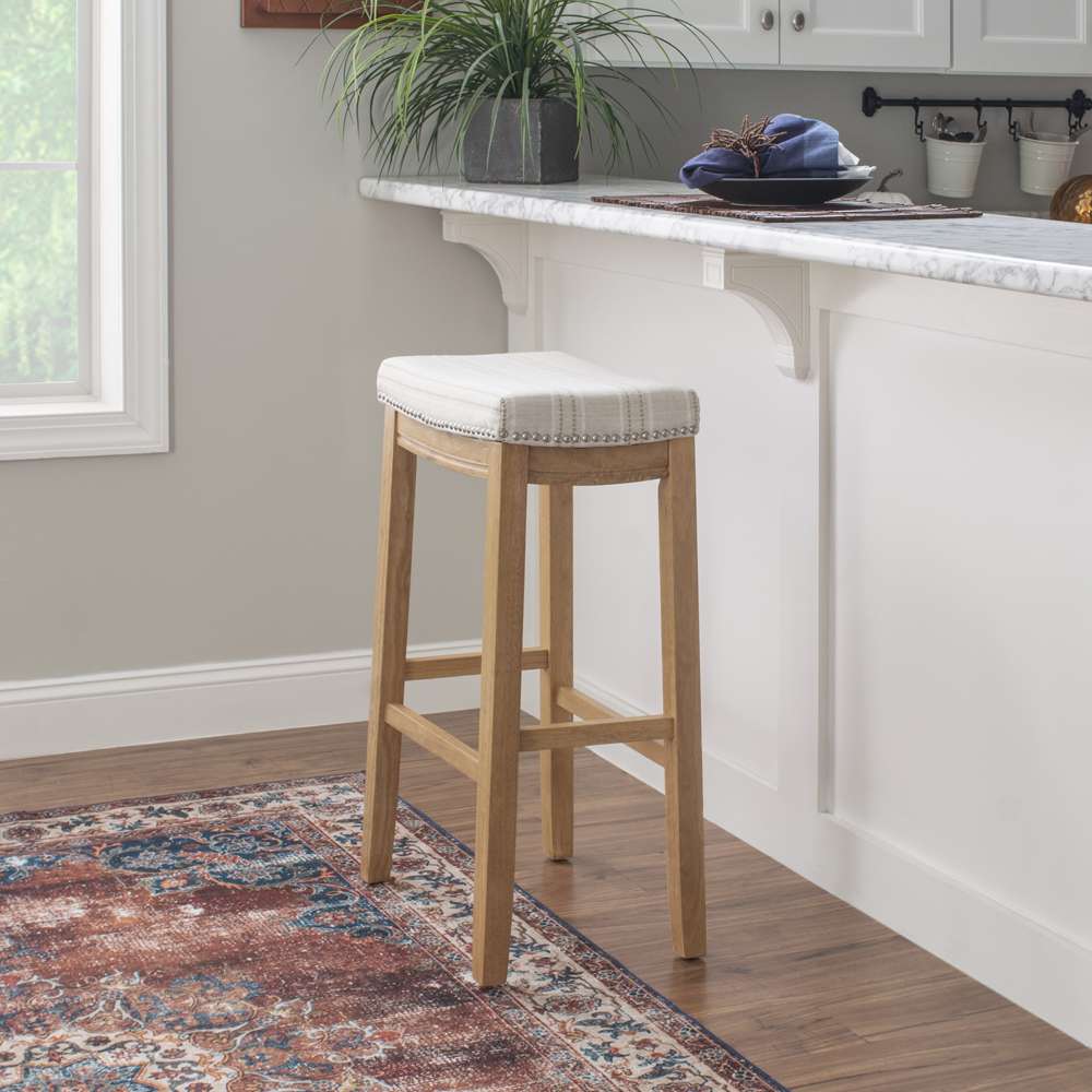 Linon Home Decor - Claridge Linen Striped Bar Stool  - BS230FLK01U veiw 6