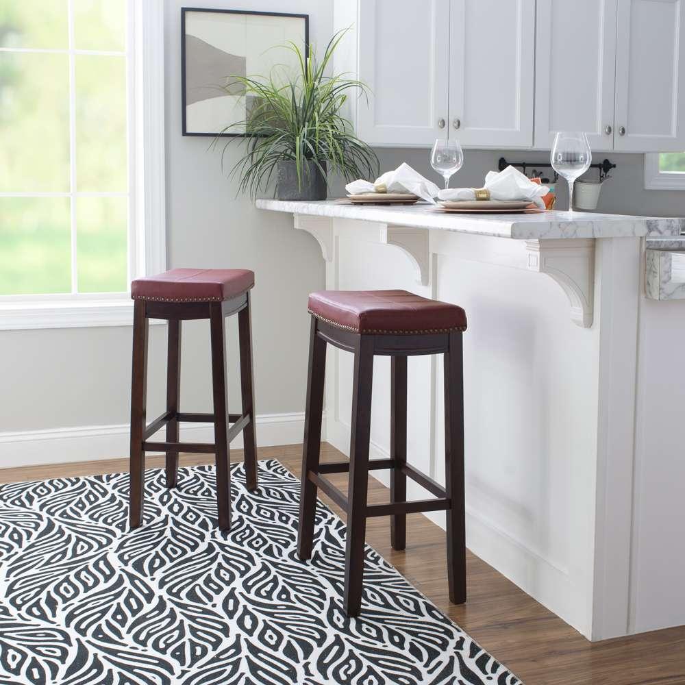 Linon Home Decor - Claridge Red Bar Stool - 55816RED01U veiw 5