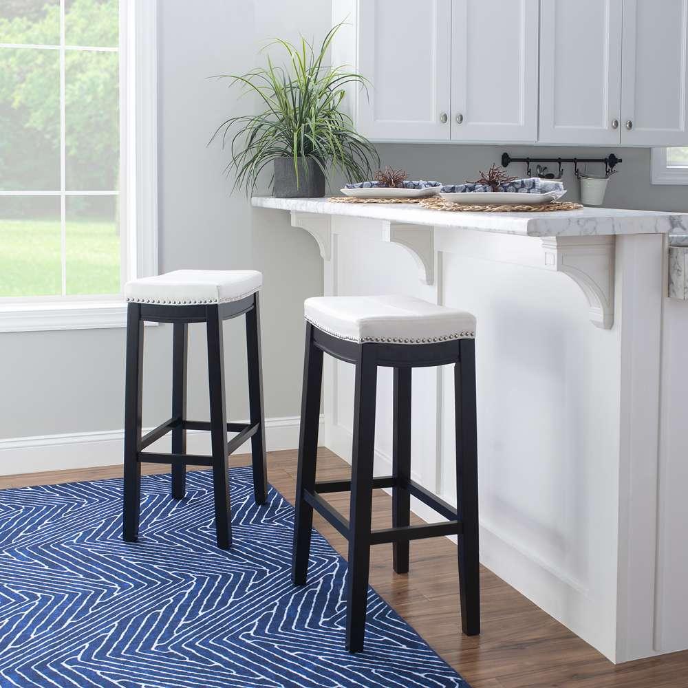 Linon Home Decor - Claridge White Bar Stool  - 55816WHTPU-01-KD-U veiw 5