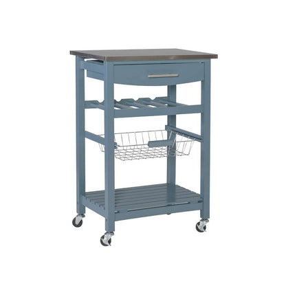 Linon Home Decor - Clarke Blue Kitchen Cart - KI092BLU01U veiw 1