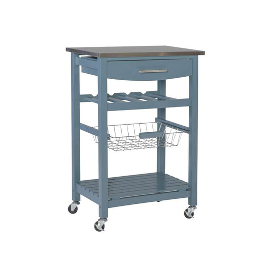 Linon Home Decor - Clarke Blue Kitchen Cart - KI092BLU01U veiw 1