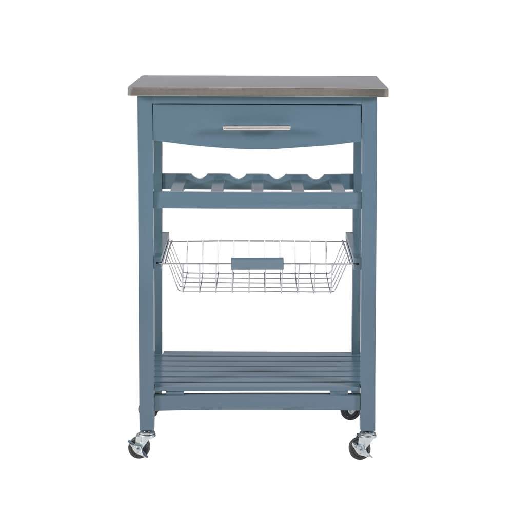 Linon Home Decor - Clarke Blue Kitchen Cart - KI092BLU01U veiw 2