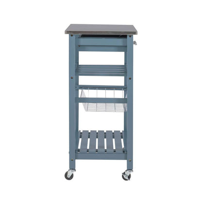 Linon Home Decor - Clarke Blue Kitchen Cart - KI092BLU01U veiw 3