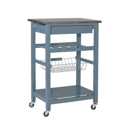 Linon Home Decor - Clarke Blue Kitchen Cart - KI092BLU01U veiw 4