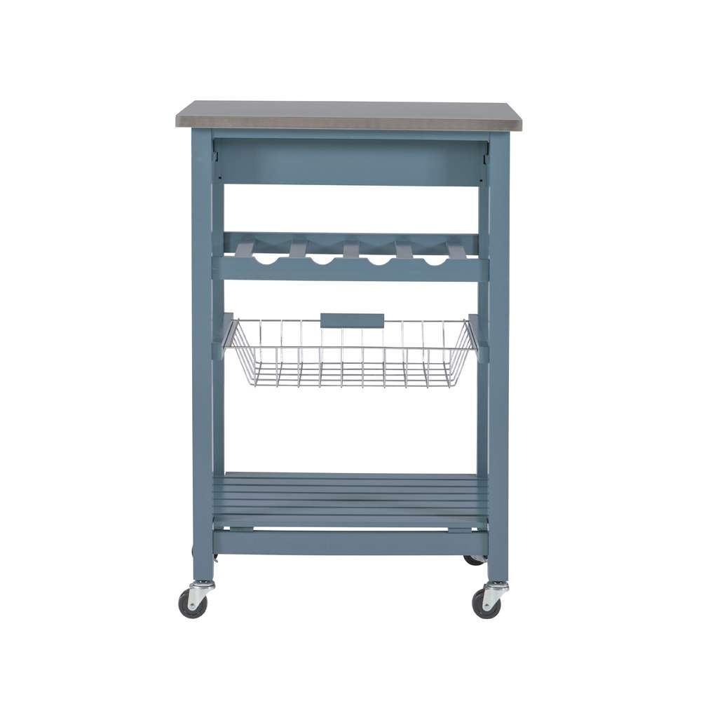 Linon Home Decor - Clarke Blue Kitchen Cart - KI092BLU01U veiw 5
