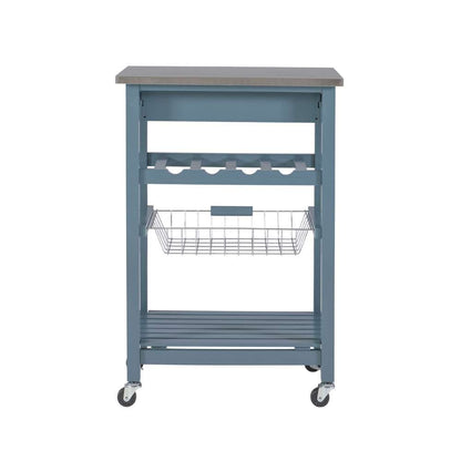 Linon Home Decor - Clarke Blue Kitchen Cart - KI092BLU01U veiw 5