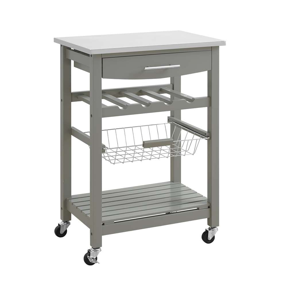 Linon Home Decor - Clarke Gray Kitchen Cart - KI093GRY01U veiw 1