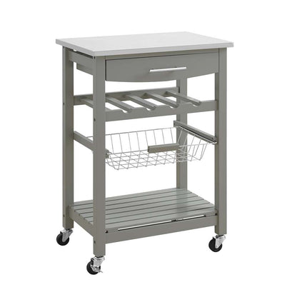 Linon Home Decor - Clarke Gray Kitchen Cart - KI093GRY01U veiw 1
