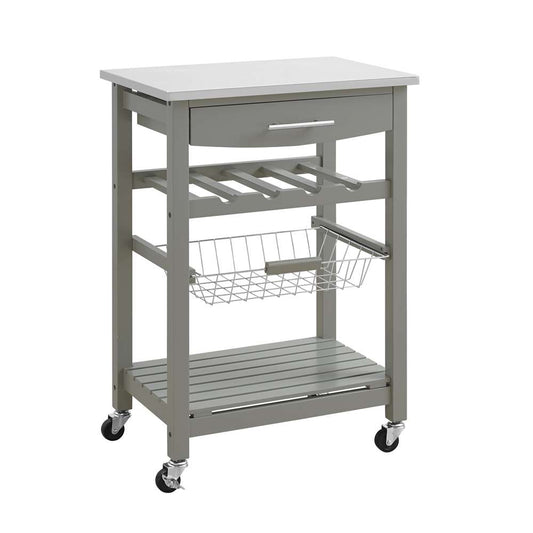 Linon Home Decor - Clarke Gray Kitchen Cart - KI093GRY01U veiw 1