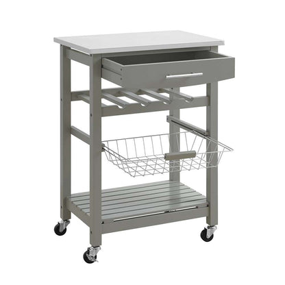 Linon Home Decor - Clarke Gray Kitchen Cart - KI093GRY01U veiw 3