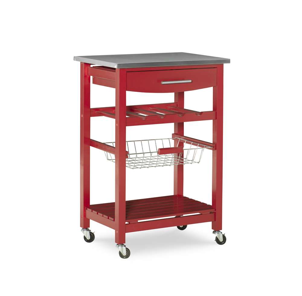 Linon Home Decor - Clarke Red Kitchen Cart - KI094RED01U veiw 1