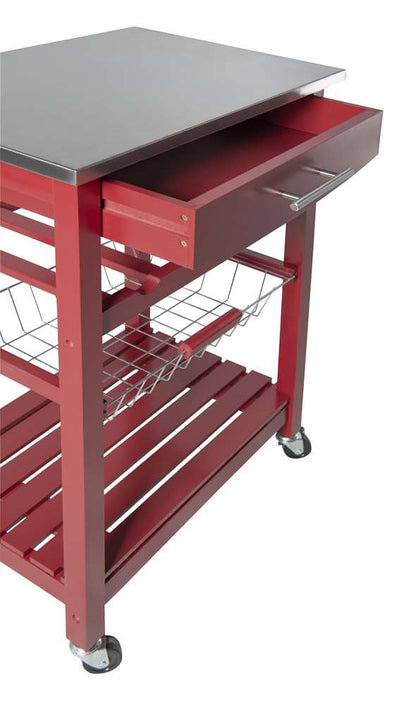 Linon Home Decor - Clarke Red Kitchen Cart - KI094RED01U veiw 4