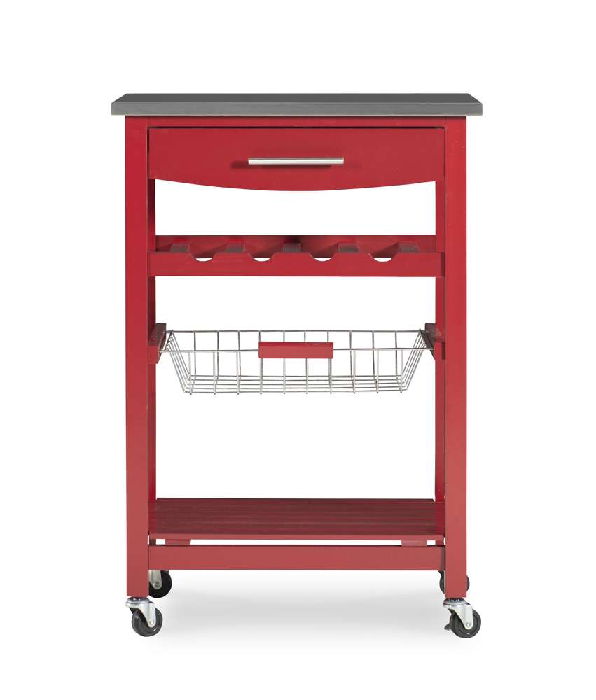 Linon Home Decor - Clarke Red Kitchen Cart - KI094RED01U veiw 5