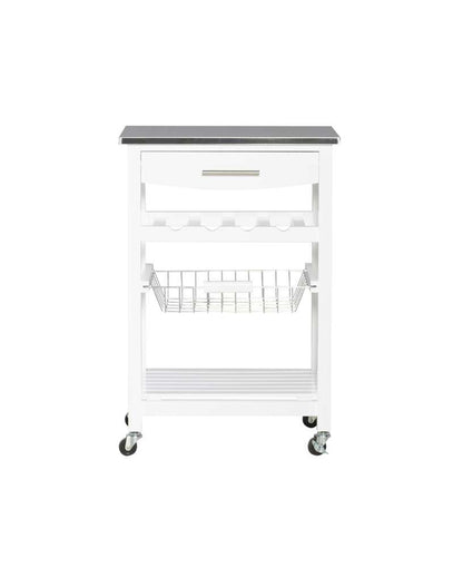 Linon Home Decor - Clarke White Kitchen Cart - KI095WHT01U veiw 3