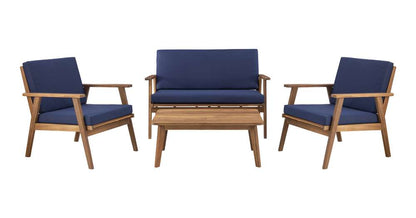 Linon Home Decor - Cole Outdoor Chat 4 Piece Seating Set With Blue Cushions - OD27BLUSETABU veiw 2