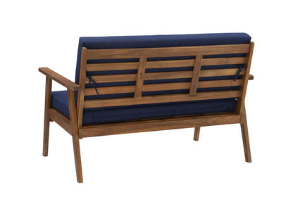 Linon Home Decor - Cole Outdoor Chat 4 Piece Seating Set With Blue Cushions - OD27BLUSETABU veiw 6