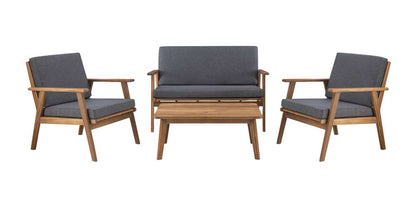 Linon Home Decor - Cole Outdoor Chat 4 Piece Seating Set With Grey Cushions - OD27GRYSETABU veiw 2