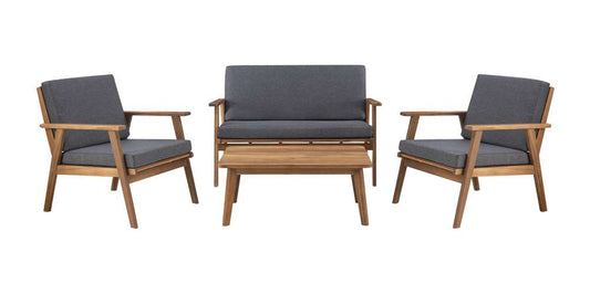 Linon Home Decor - Cole Outdoor Chat 4 Piece Seating Set With Grey Cushions - OD27GRYSETABU veiw 2