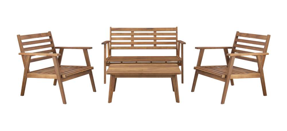 Linon Home Decor - Cole Outdoor Chat Set Natural - OD27NATSETABU veiw 4