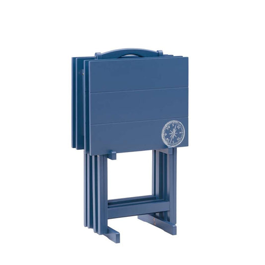 Linon Home Decor - Compass Tray Table Set Navy - TT510NVY01ASU veiw 1
