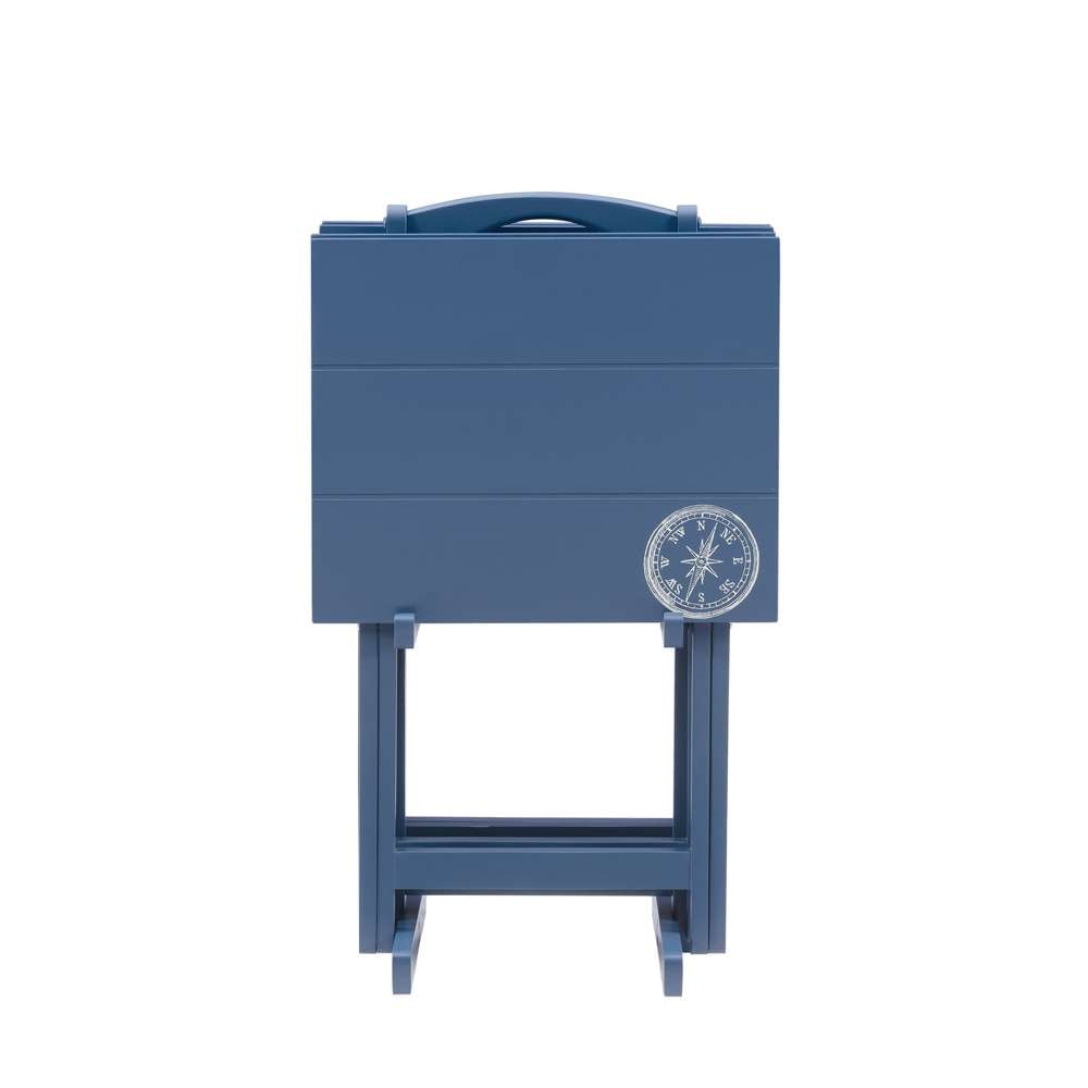 Linon Home Decor - Compass Tray Table Set Navy - TT510NVY01ASU veiw 2