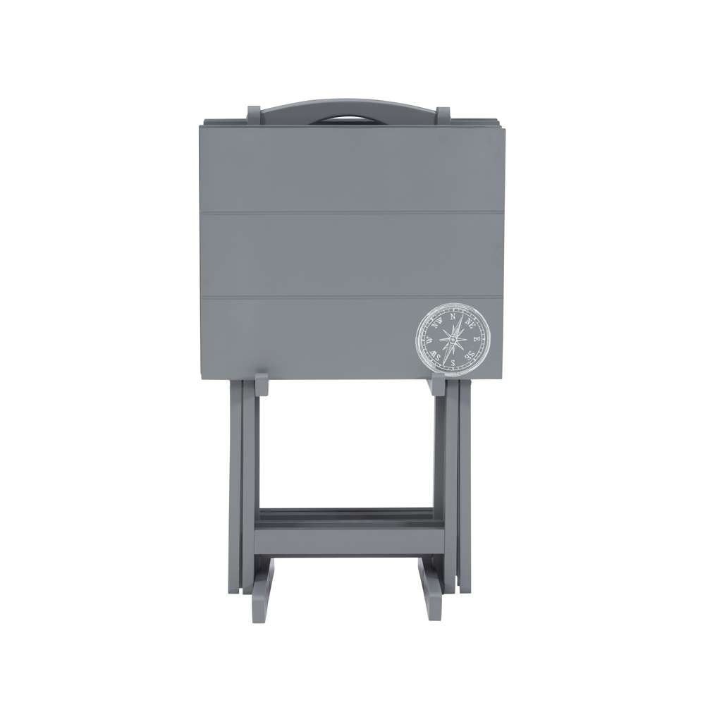 Linon Home Decor - Compass Tray Table Set - TT503GRYST01U veiw 2