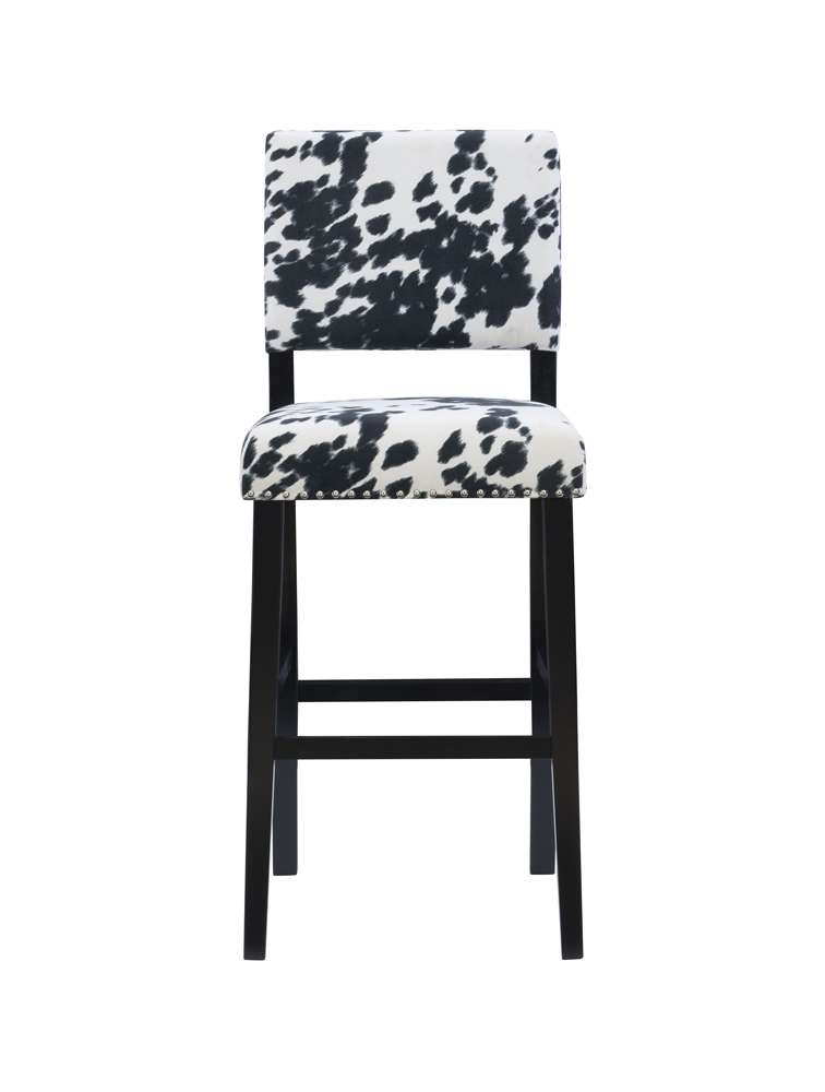 Linon Home Decor - Corey Black Cow Print Bar Stool - BS041COW01U veiw 2