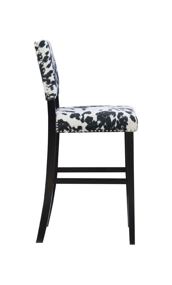 Linon Home Decor - Corey Black Cow Print Bar Stool - BS041COW01U veiw 3