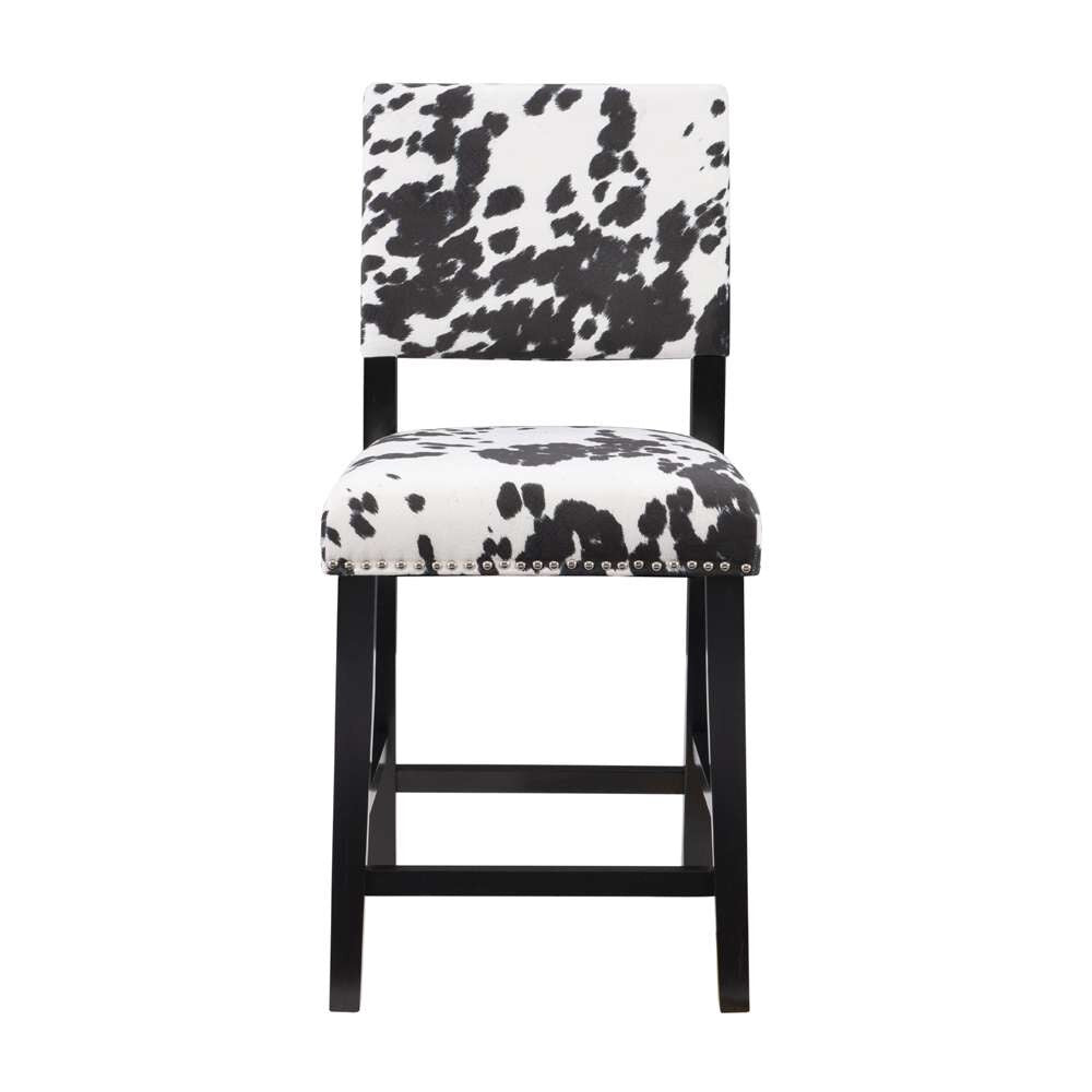 Linon Home Decor - Corey Black Cow Print Counter Stool - CS038COW01U veiw 2