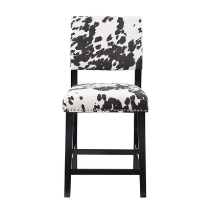 Linon Home Decor - Corey Black Cow Print Counter Stool - CS038COW01U veiw 2