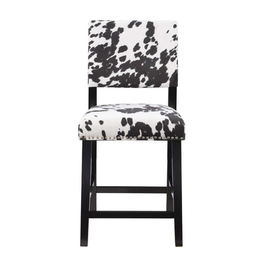 Linon Home Decor - Corey Black Cow Print Counter Stool - CS038COW01U veiw 2