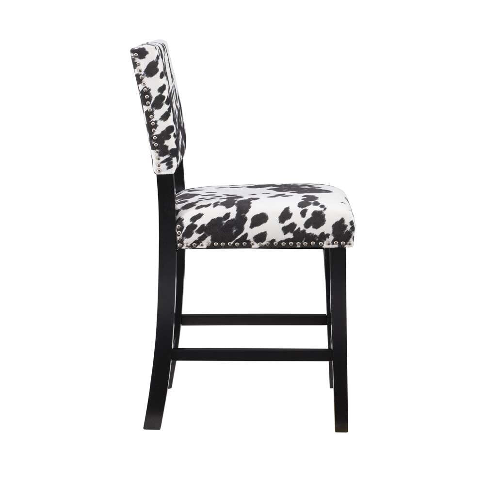 Linon Home Decor - Corey Black Cow Print Counter Stool - CS038COW01U veiw 3