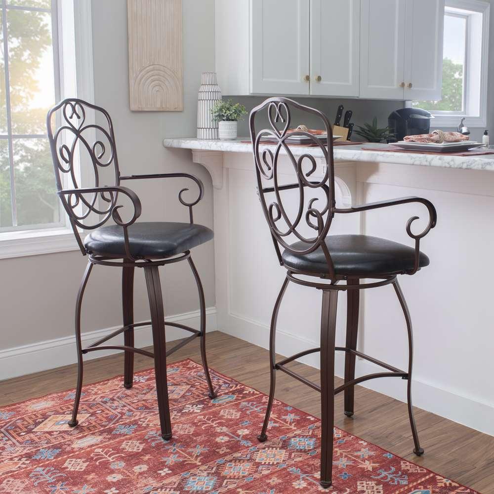 Linon Home Decor - Crested Back Bar Stool 30 - 02787MTL-01-KD-U veiw 6