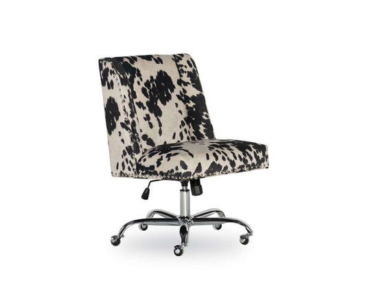 Linon Home Decor - Draper Office Chair, Black And White Cow Print - 178404BLK01U veiw 1
