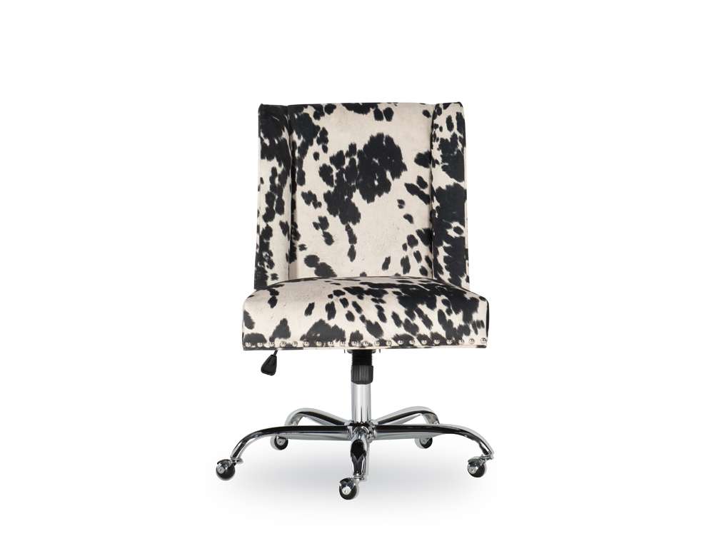 Linon Home Decor - Draper Office Chair, Black And White Cow Print - 178404BLK01U veiw 3