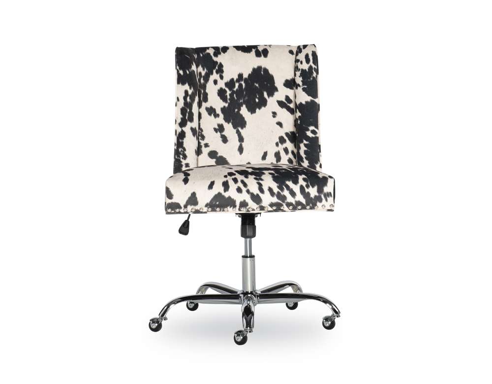 Linon Home Decor - Draper Office Chair, Black And White Cow Print - 178404BLK01U veiw 4