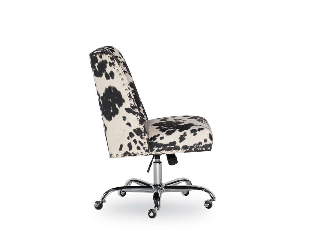 Linon Home Decor - Draper Office Chair, Black And White Cow Print - 178404BLK01U veiw 5