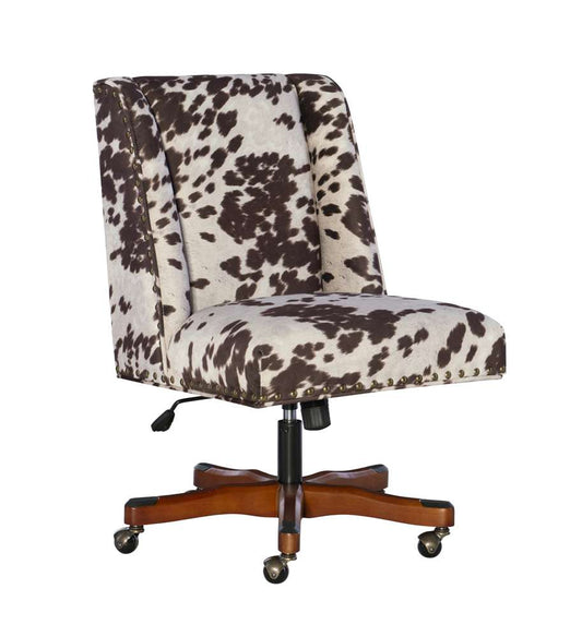 Linon Home Decor - Draper Office Chair, Brown And White Cow Print - 178404UDM01U veiw 1