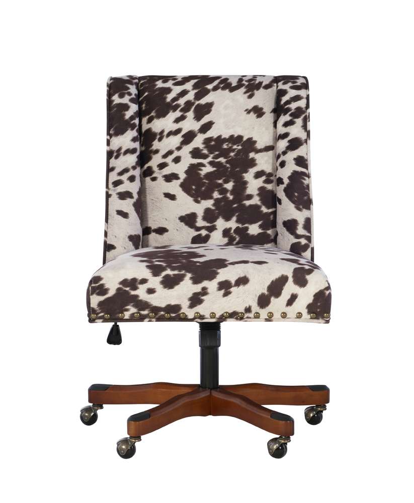 Linon Home Decor - Draper Office Chair, Brown And White Cow Print - 178404UDM01U veiw 2